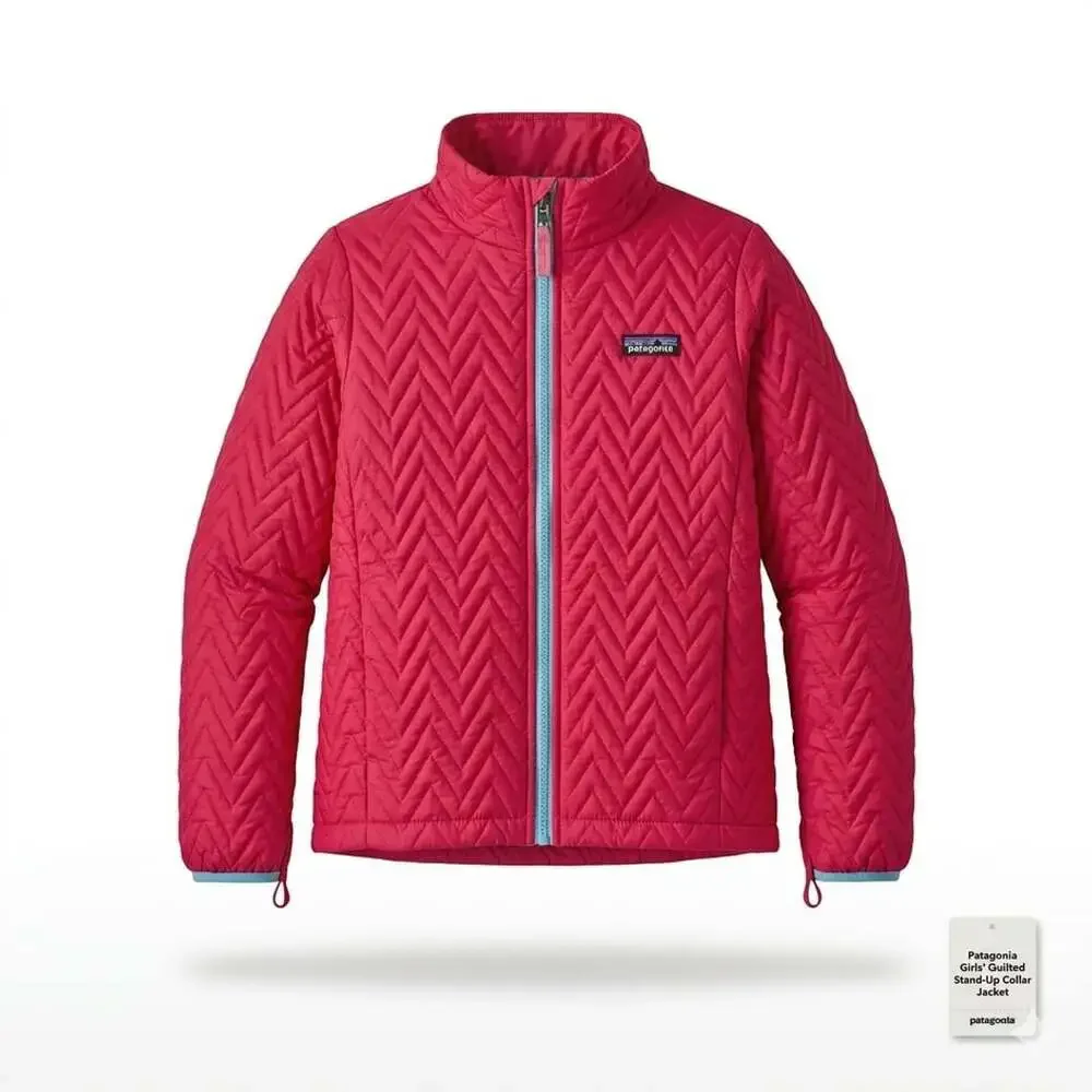 Patagonia Girls' Quilted Stand-Up Collar Jacket Size M (10) Pink